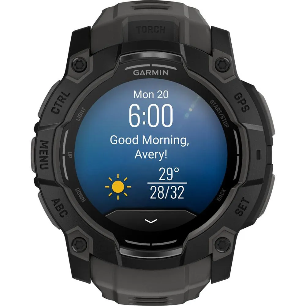 Garmin Instinct 3 50mm Outdoor GPS Smartwatch   Screen Protector   2 Yr Warranty Bundle