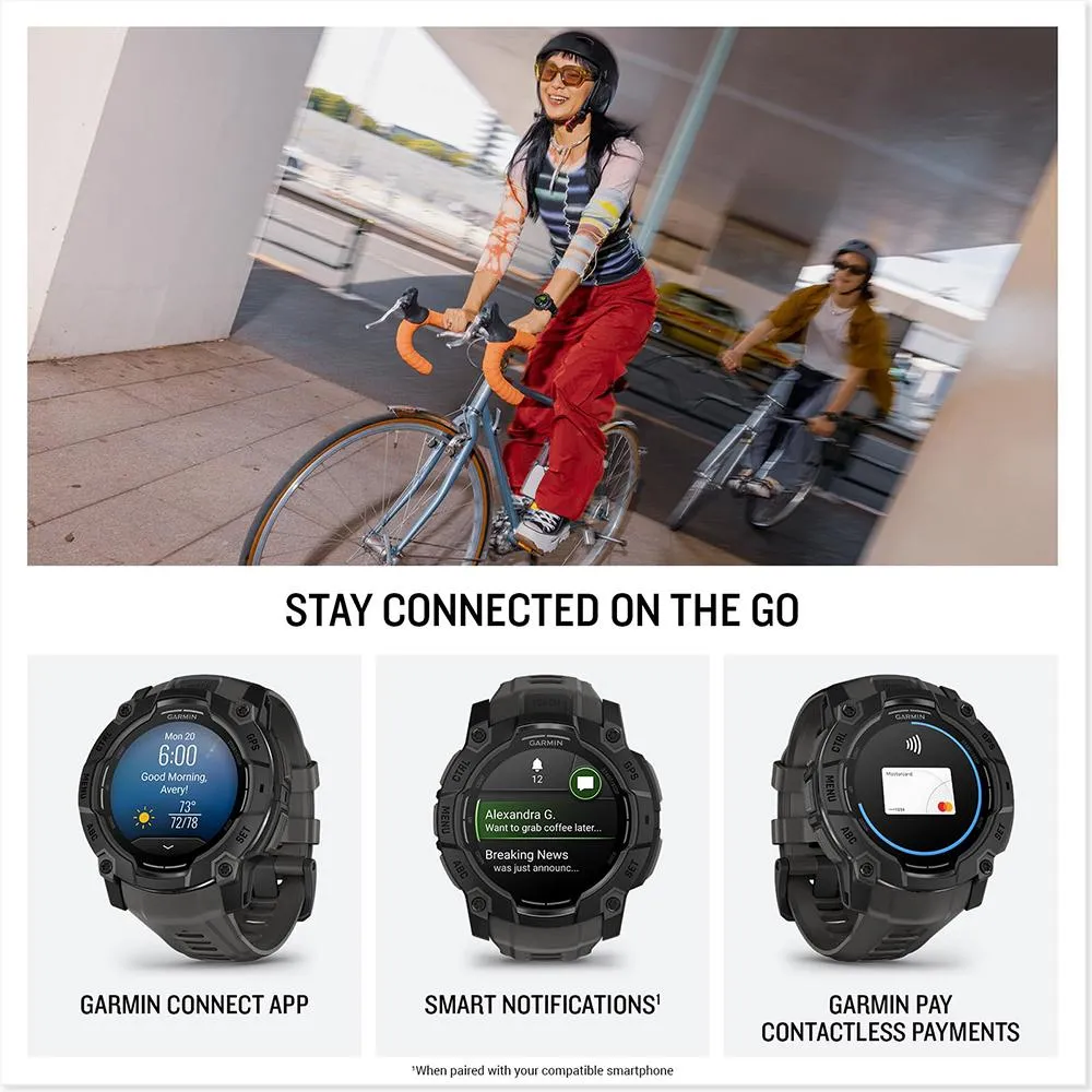 Garmin Instinct 3 50mm Outdoor GPS Smartwatch   Screen Protector   2 Yr Warranty Bundle