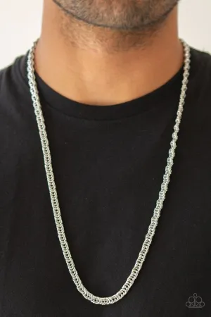Go Down Fighting Silver Paparazzi Men's Necklace