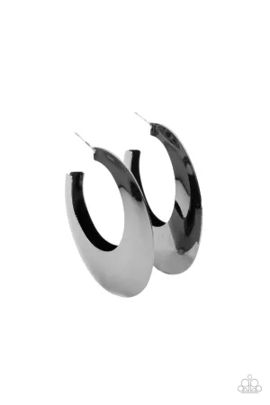 Going OVAL-board Black Hoop Earrings Paparazzi