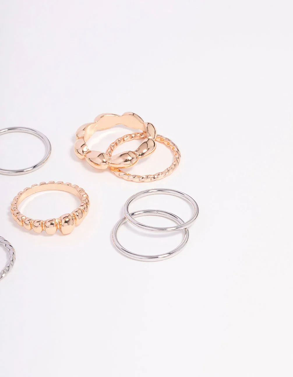 Gold & Silver Two-Toned Multi Spiral Ring 9-Pack