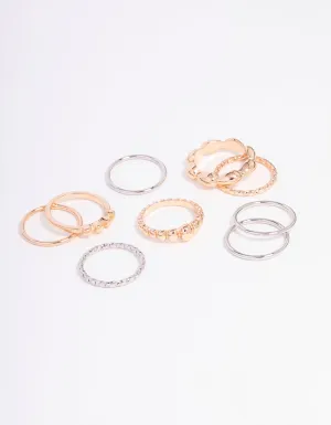 Gold & Silver Two-Toned Multi Spiral Ring 9-Pack