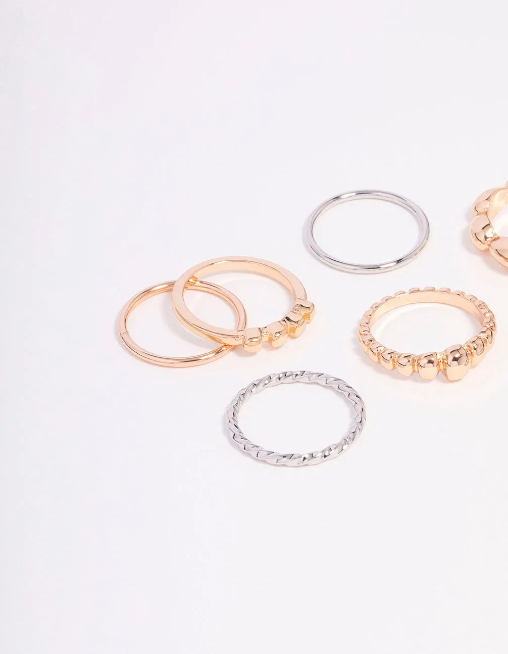 Gold & Silver Two-Toned Multi Spiral Ring 9-Pack