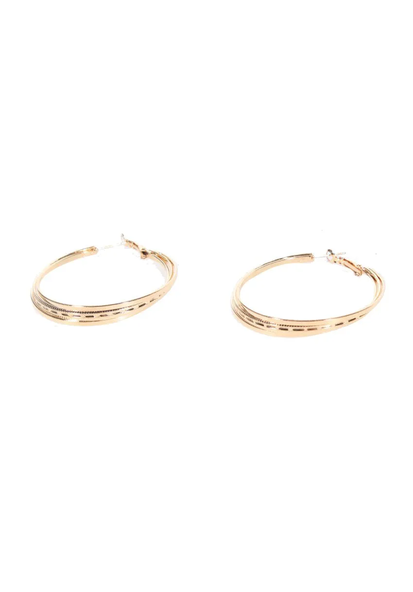 Gold Engraved Hoop Earrings