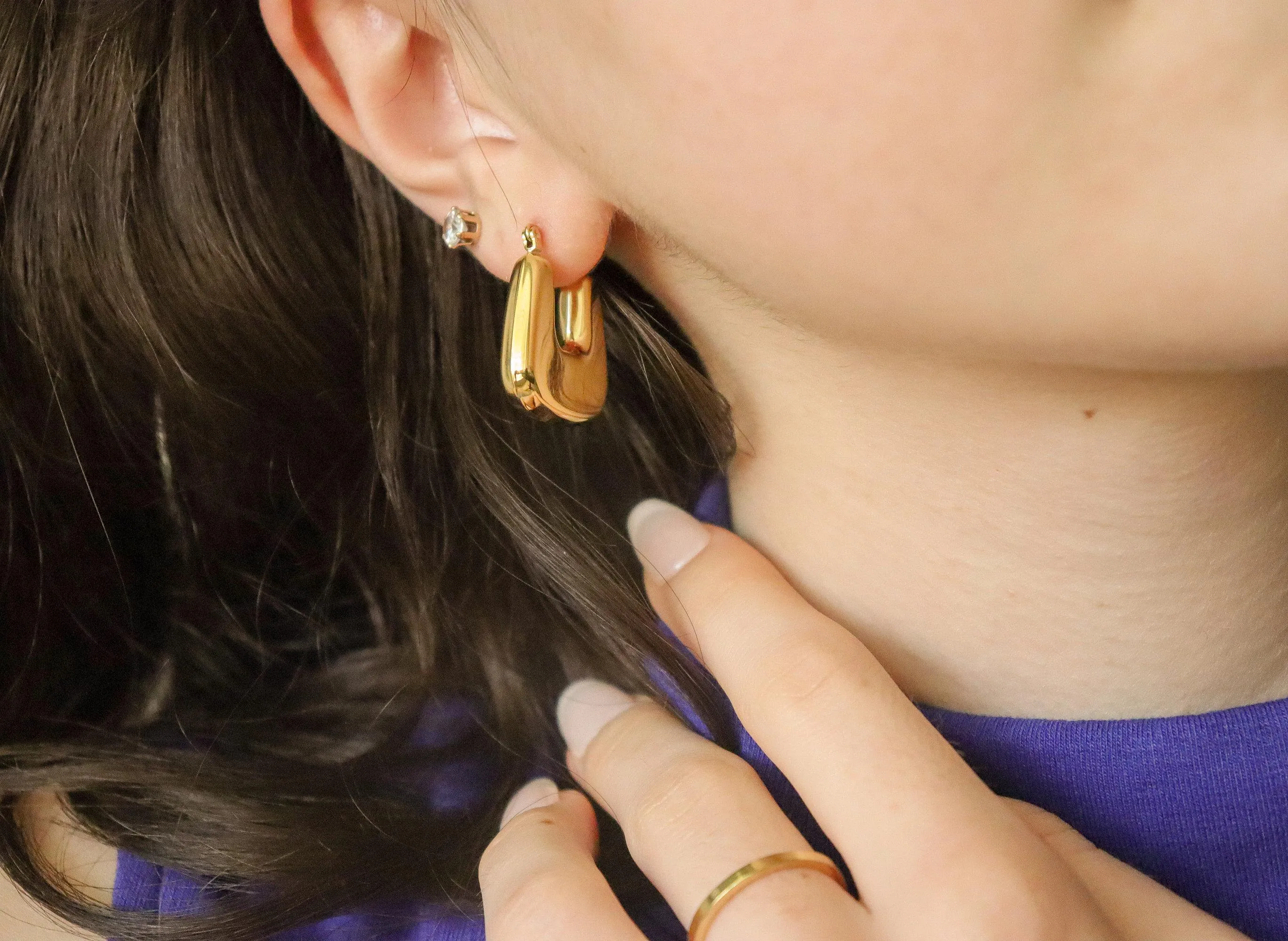 Gold Hoop Earrings , Waterproof , High Quality.