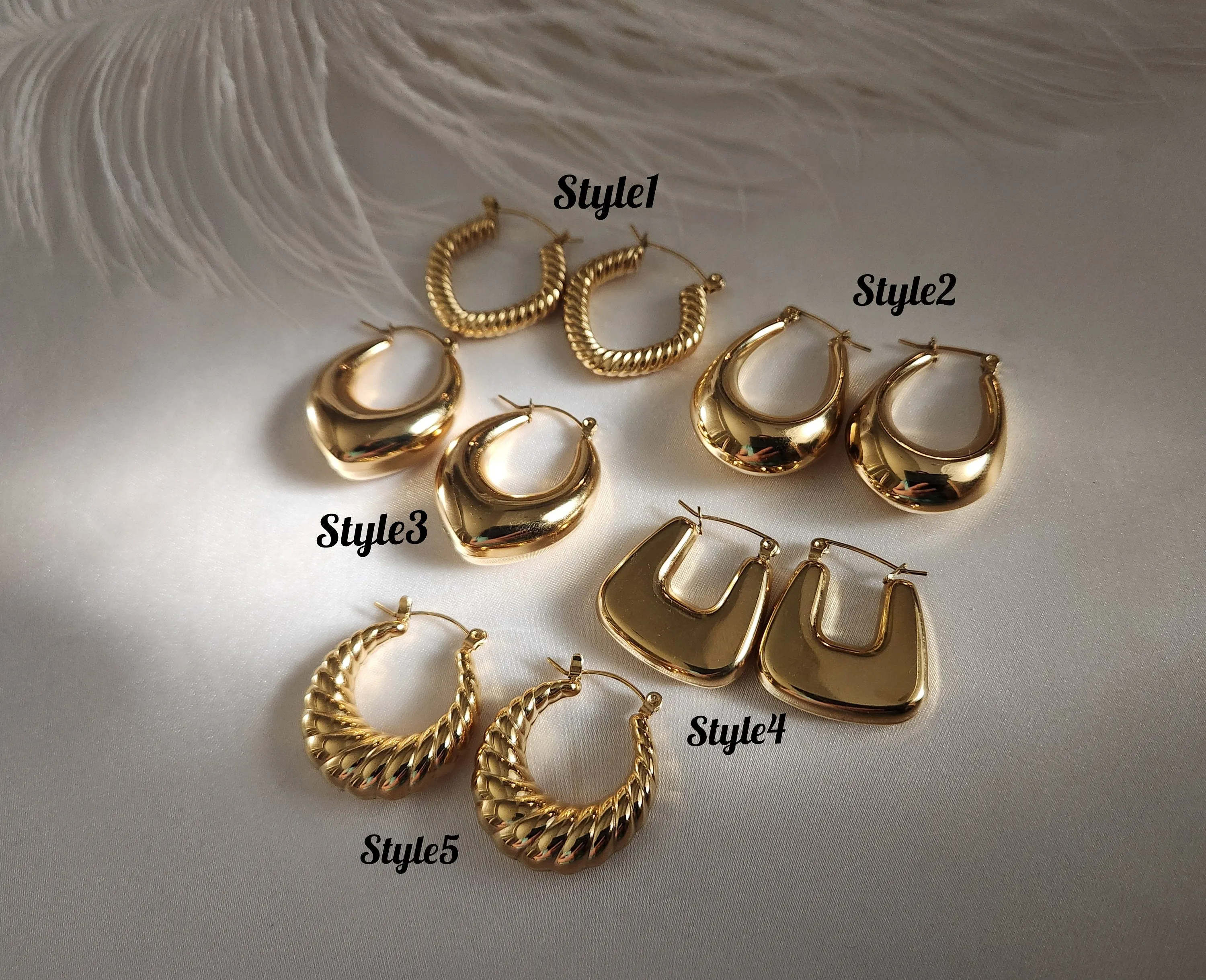 Gold Hoop Earrings , Waterproof , High Quality.