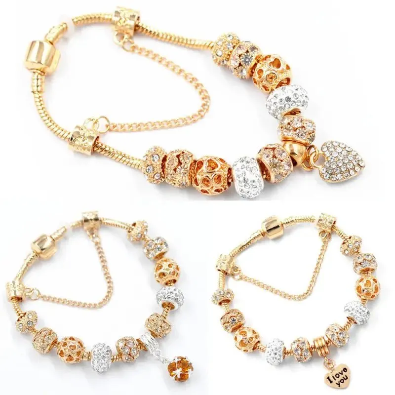 Gold Snake Crystal Bracelet with Sparkling Crystals - Elegant Design, High-Quality Alloy - 20cm Length, 38g