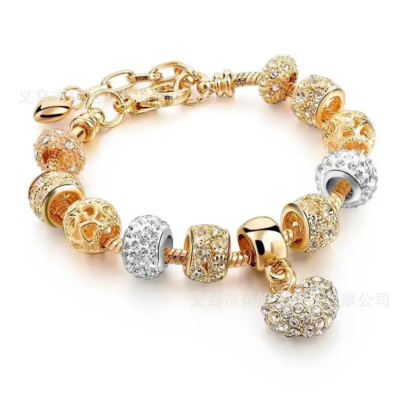Gold Snake Crystal Bracelet with Sparkling Crystals - Elegant Design, High-Quality Alloy - 20cm Length, 38g