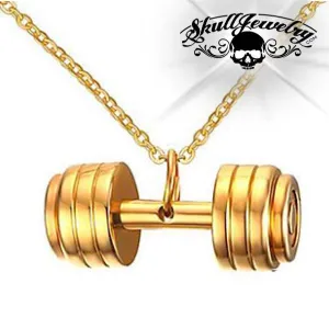 Gold-tone 'Deadlift' Dumbbell Pendant (p421Gold)