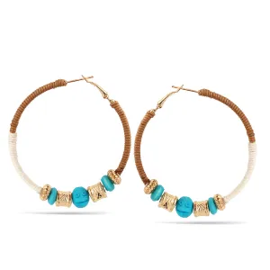 GOLD TURQUOISE HOOP EARRINGS #ER1907D2190