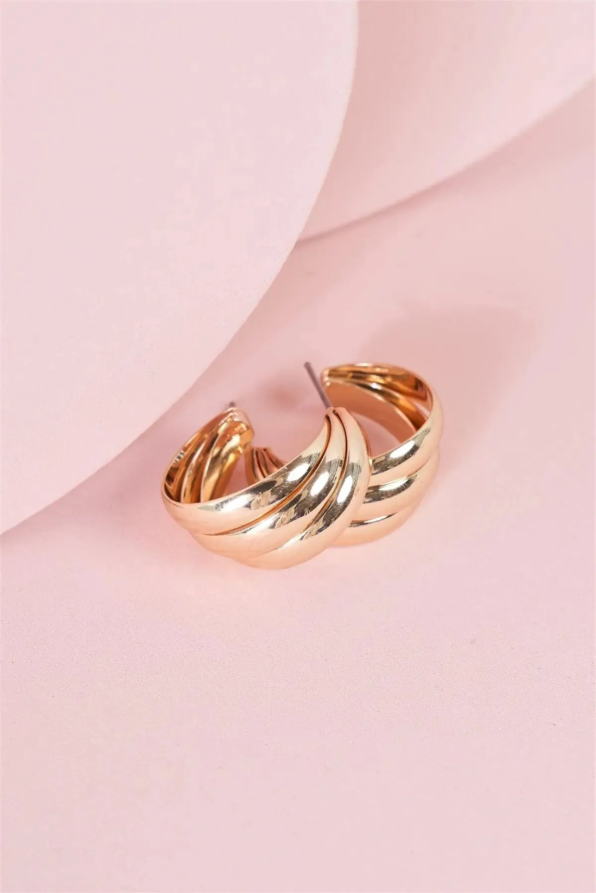 Gold Twisted Triple Hoop Earrings