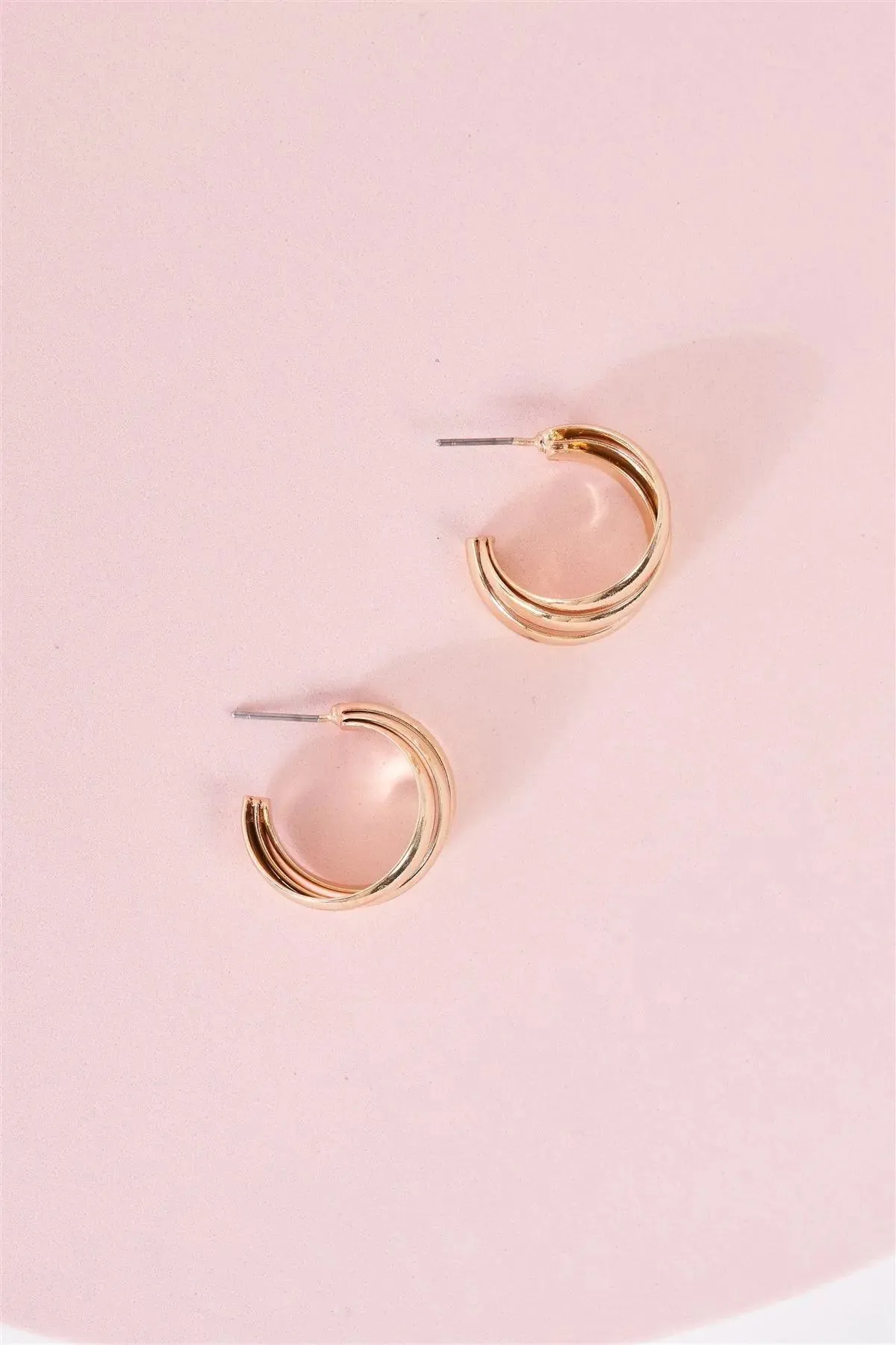 Gold Twisted Triple Hoop Earrings