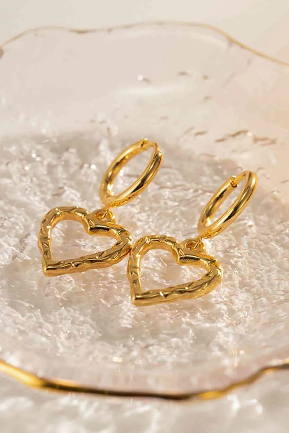 Golden Heart Drop Earrings