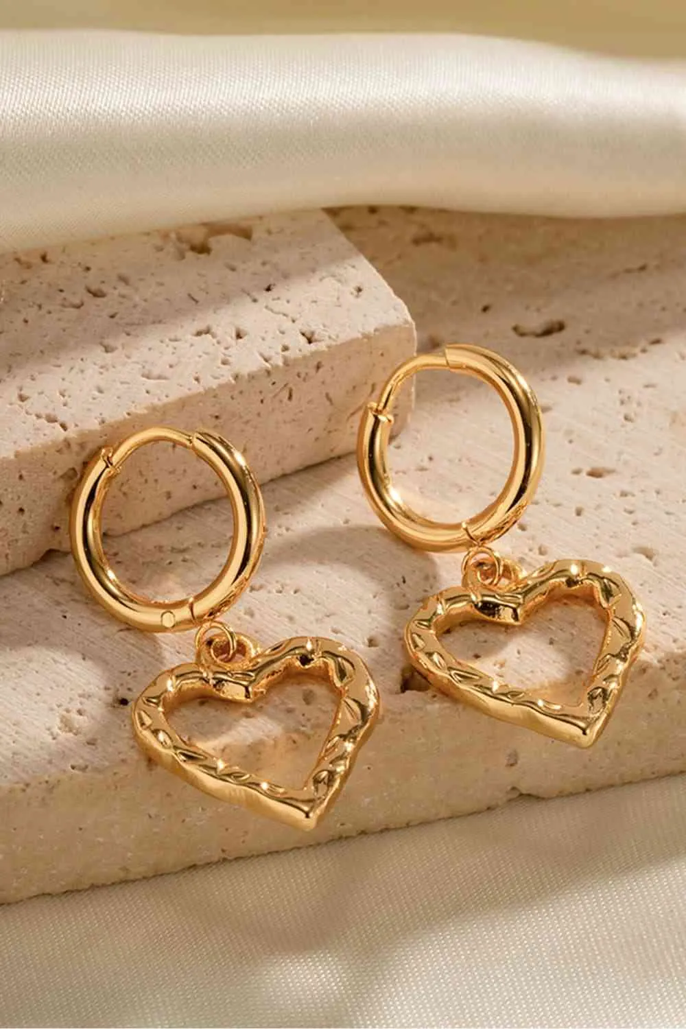 Golden Heart Drop Earrings