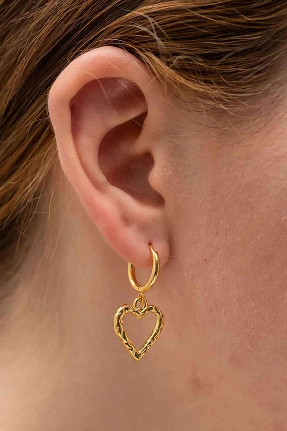 Golden Heart Drop Earrings