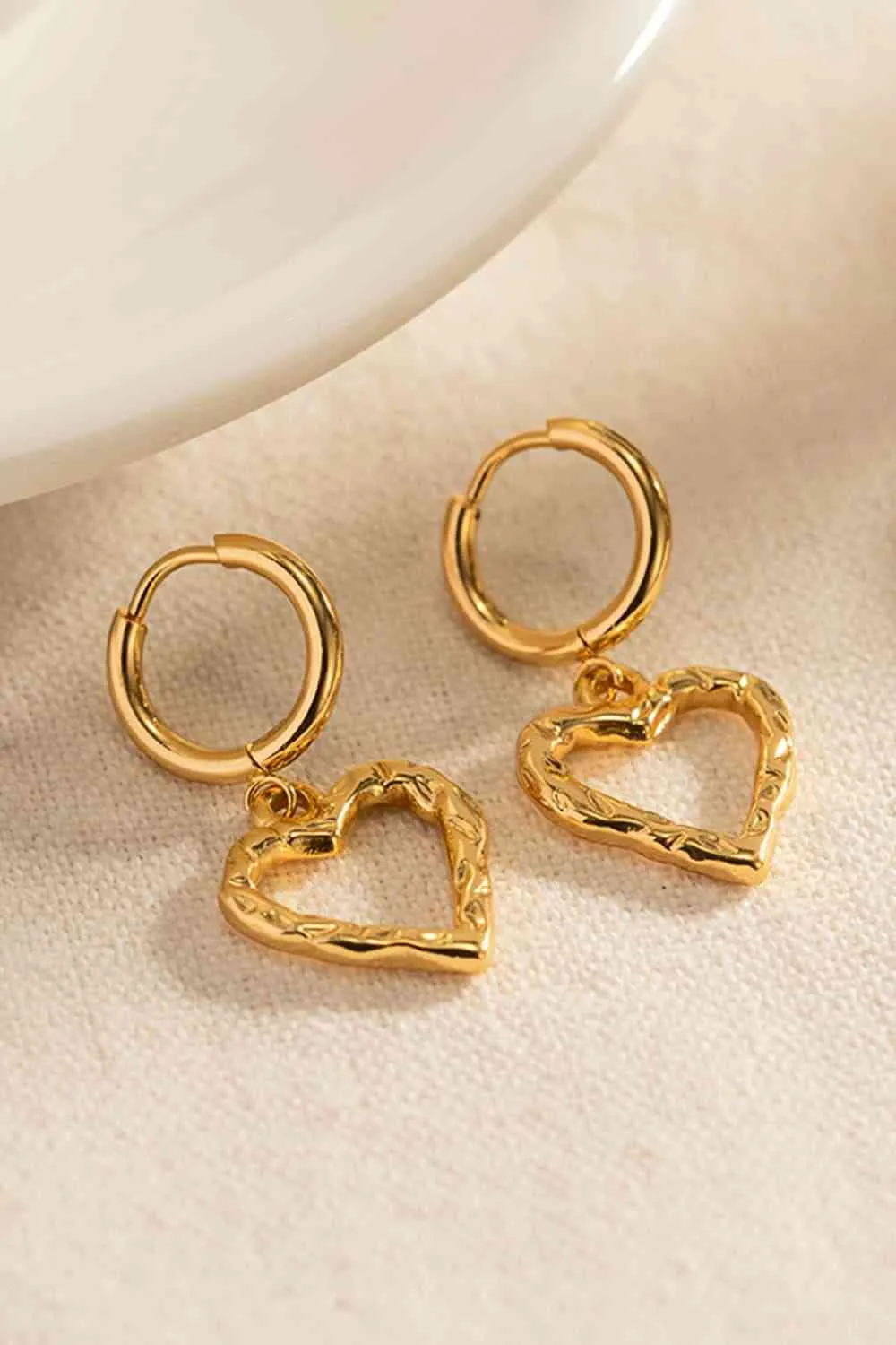 Golden Heart Drop Earrings