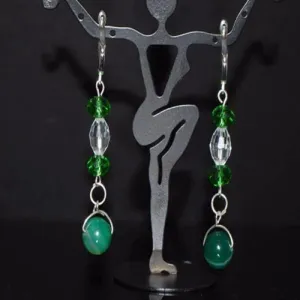 Green Stripe Agate Onyx Earrings