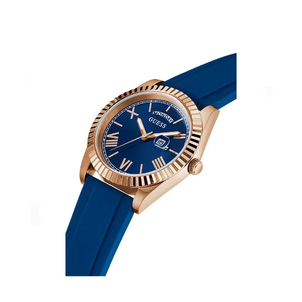 Guess Classic Blue Silicone Strap Blue Dial Quartz Watch for Gents - GW0335G2