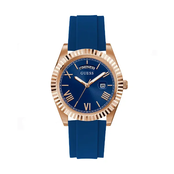 Guess Classic Blue Silicone Strap Blue Dial Quartz Watch for Gents - GW0335G2