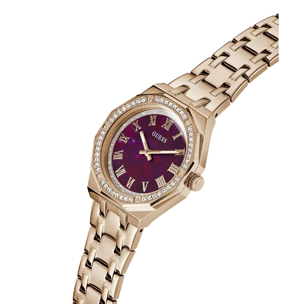 Guess Desire Rose Gold Stainless Steel Purple Dial Quartz Watch for Ladies - GW0770L3