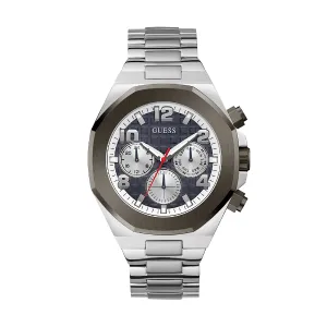 Guess Empire Silver Stainless Steel Blue Dial Quartz Watch for Gents - GW0489G1