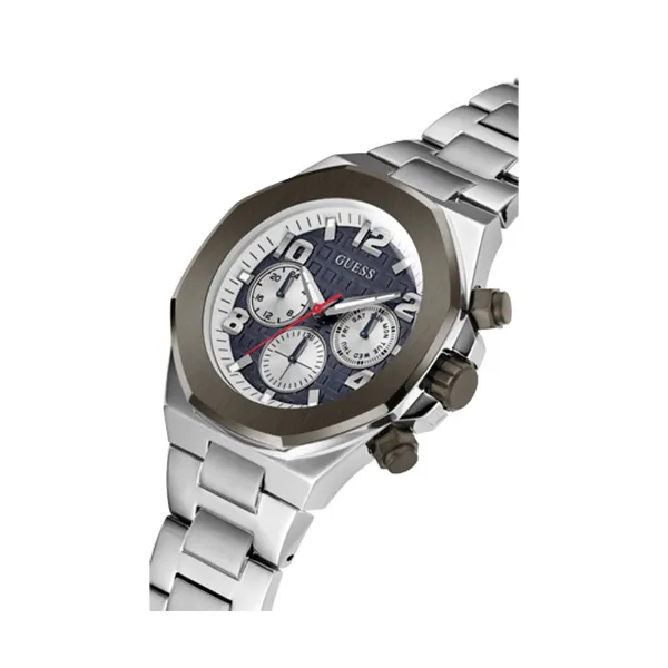 Guess Empire Silver Stainless Steel Blue Dial Quartz Watch for Gents - GW0489G1