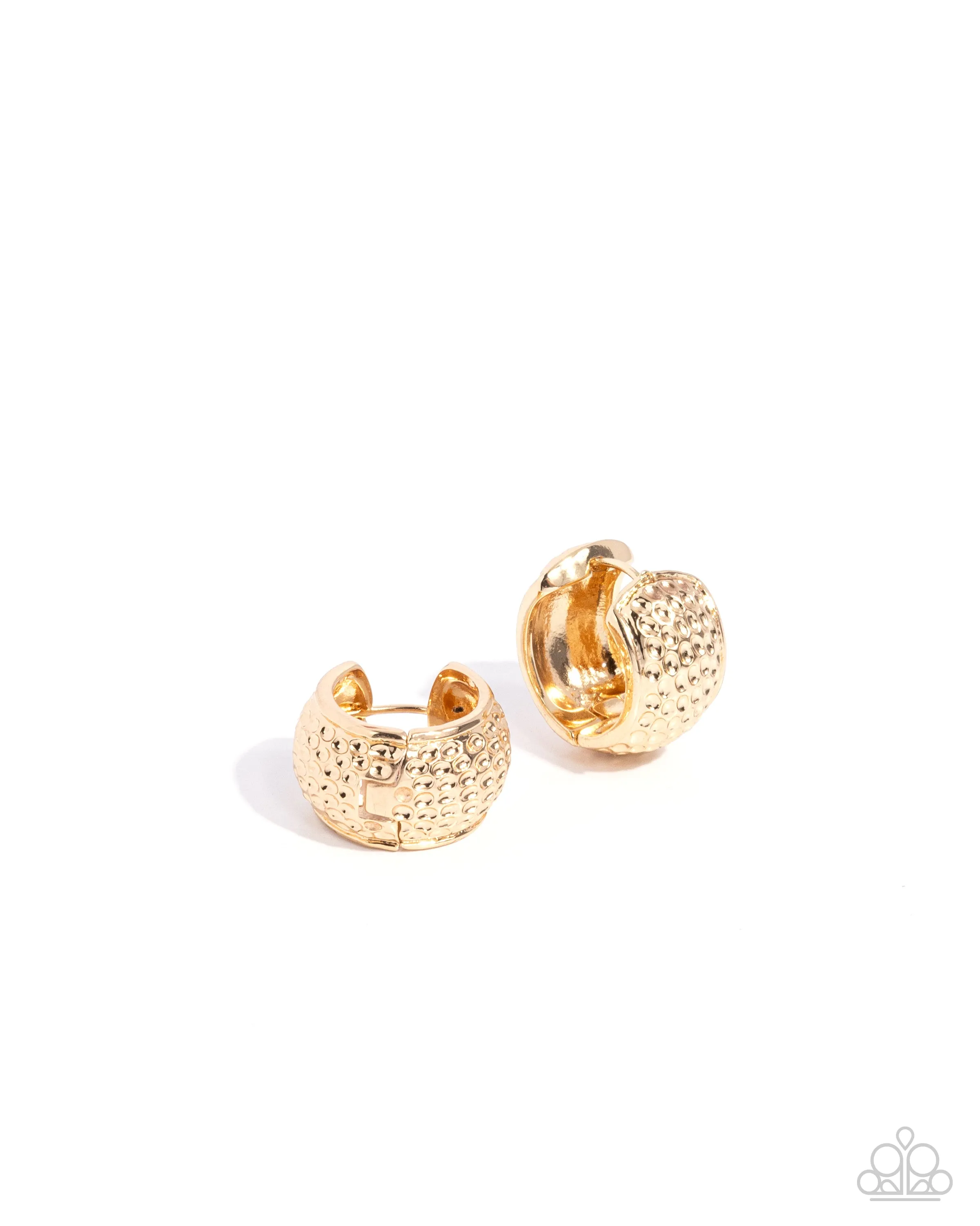 Hammered Heaven - Gold - Thick Hammered Paparazzi Hinge Hoop Earrings