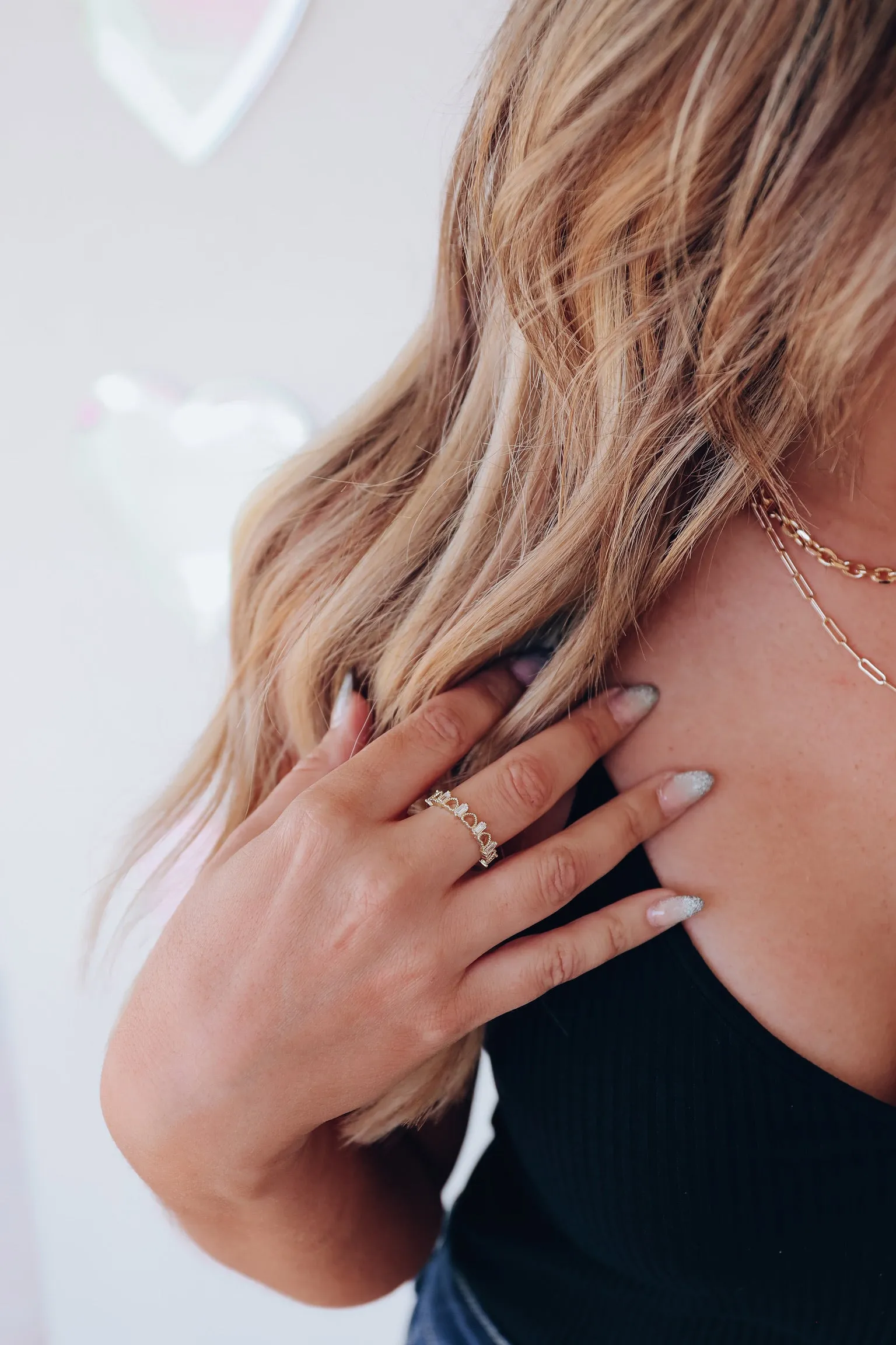Heart Rhinestone Ring - Gold