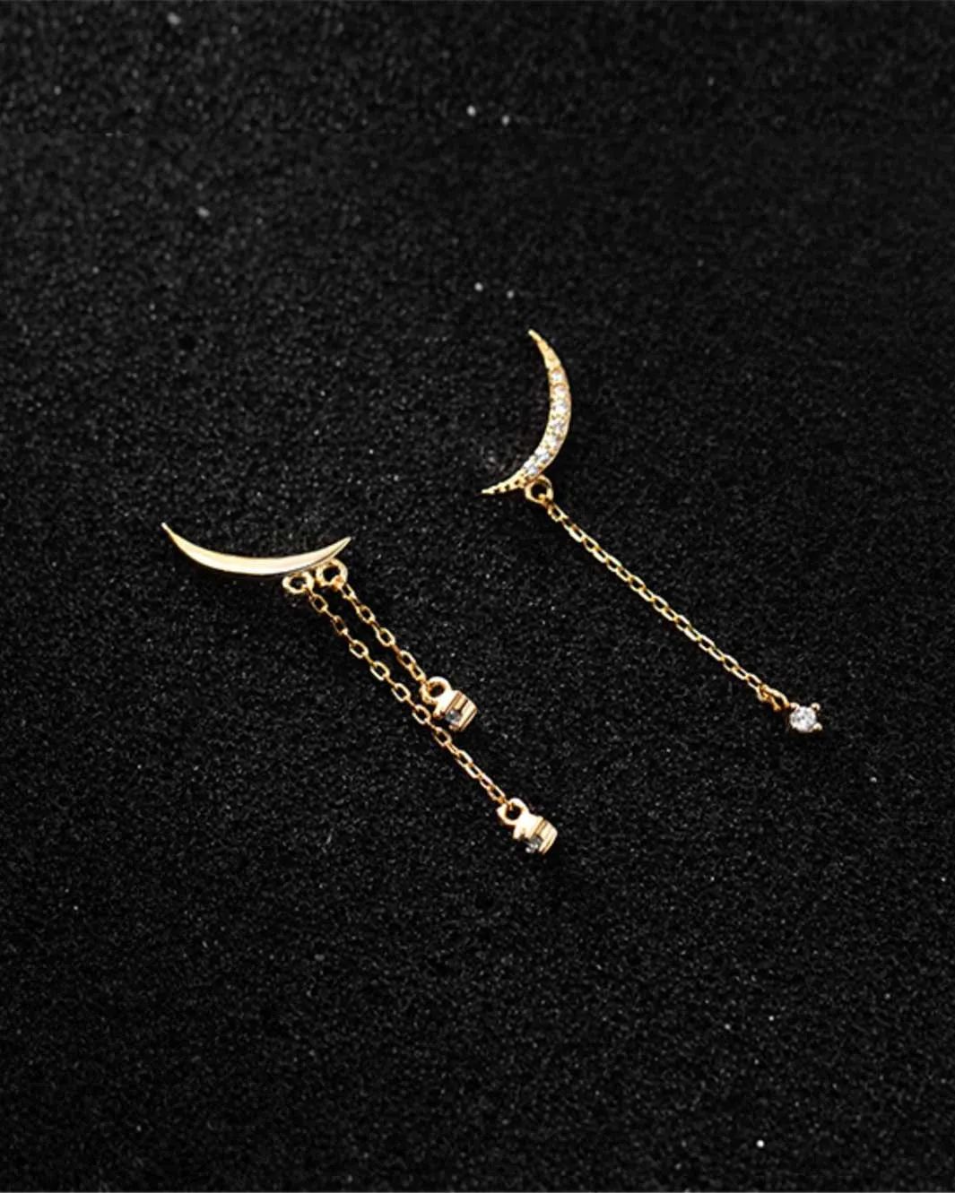 Helene Crescent Moon Drop Earrings