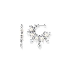 Hoop earrings with winter sun rays silver