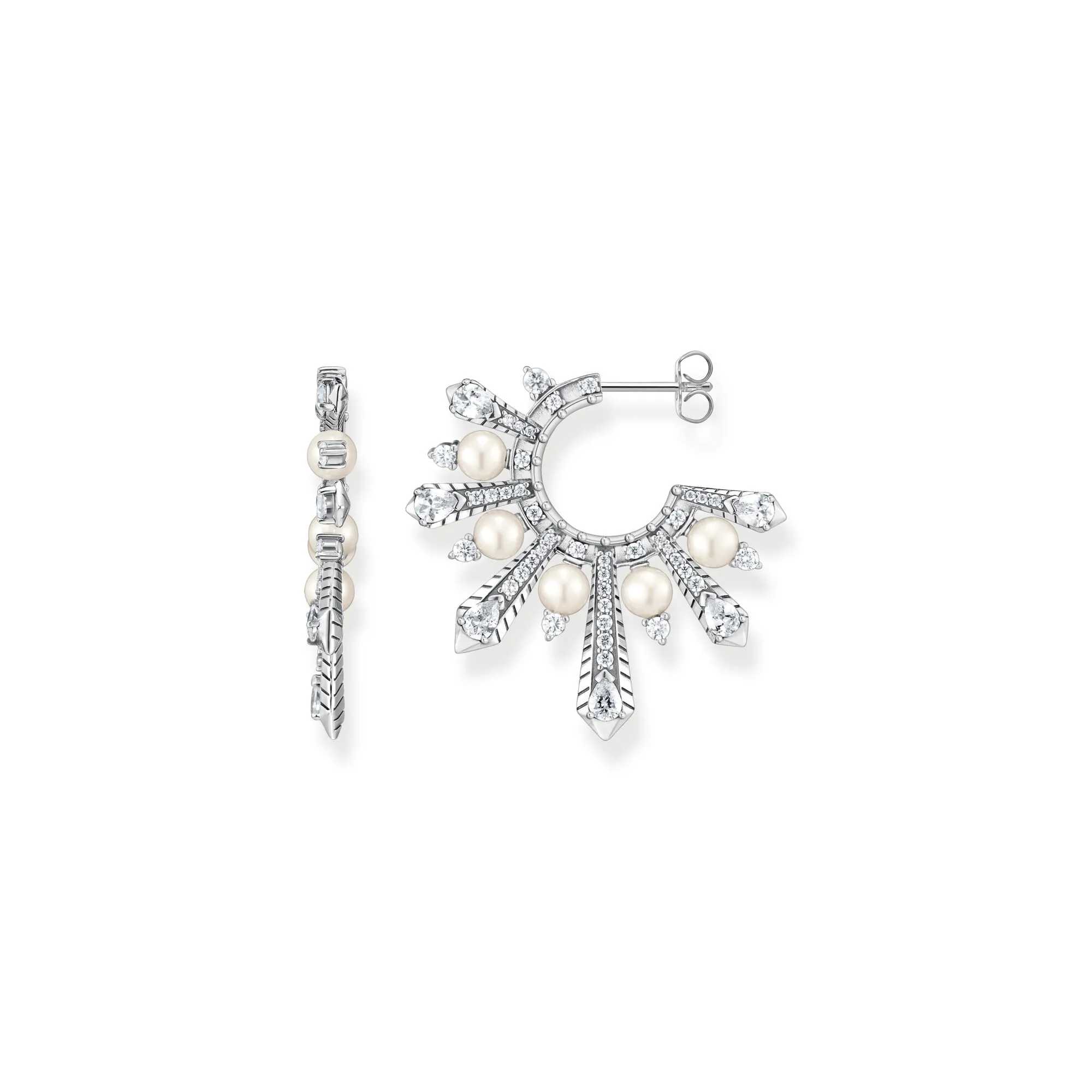 Hoop earrings with winter sun rays silver