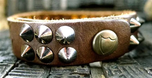 HTC Hollywood Trading Company Iconics Bracelet in Brown with Silver Studs