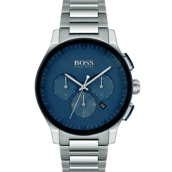 HUGO BOSS Peak Silver Stainless Steel Blue Dial Chronograph Quartz Watch for Gents - HUGO BOSS 1513763