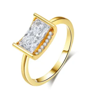 Imitation gold square rhinestones Ring JLTR0573