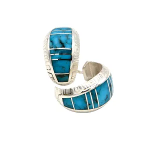 Inlay Turquoise Hoop Earrings