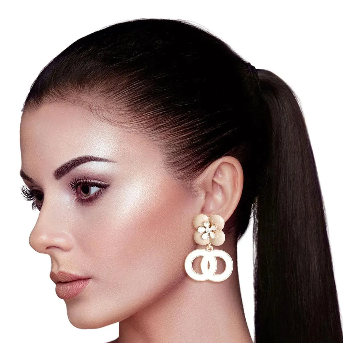 Ivory Infinity Earrings with Flower Studs Sweet Statement