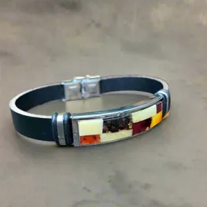 Leather Amber Men's Bracelet, Jakub