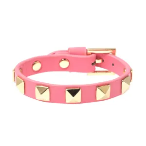 LEATHER STUD BRACELET GERANIUM PINK