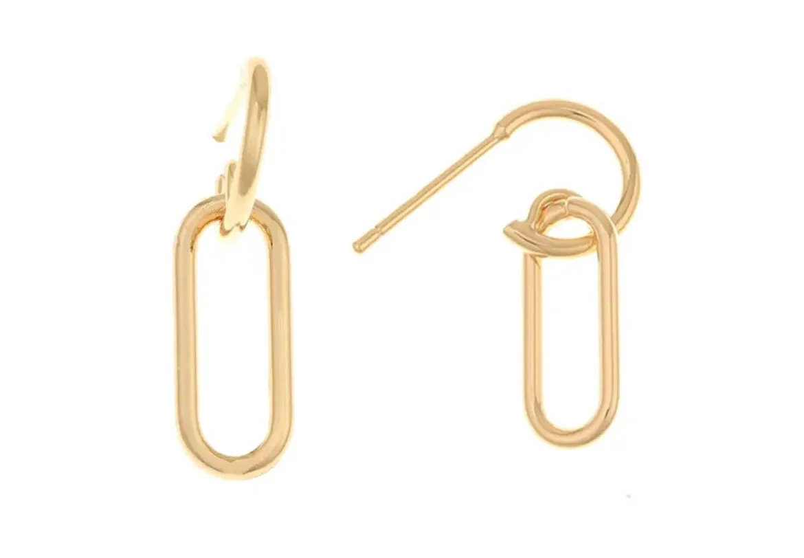 Link Genuine 18K gold plated oval stud tops x 6