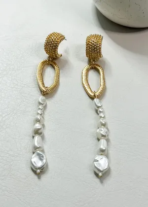 Long Pearly Drop Earrings