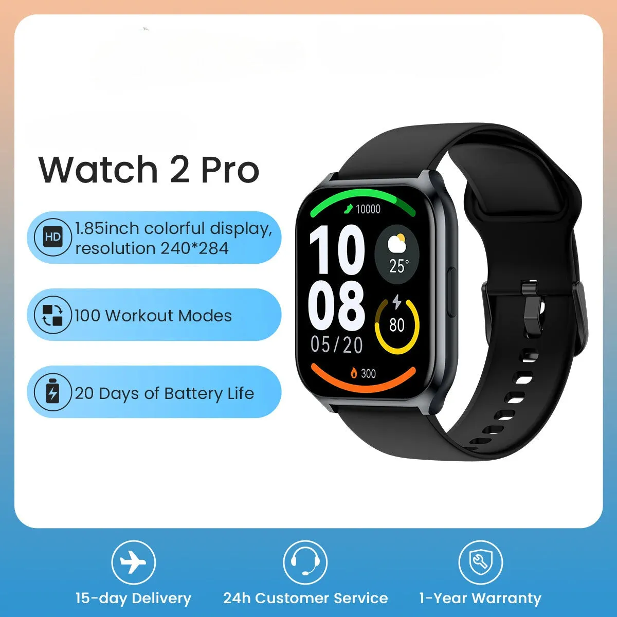 LS02 Pro Smartwatch: Advanced Fitness Tracking with 1.85'' HD Display and SpO2 Heart Rate Monitor