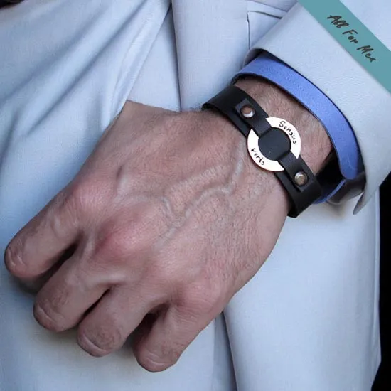 Luxury Leather Bracelets with Engraving - Personalized Mens Gift