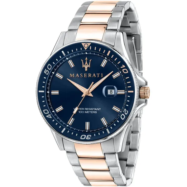 Maserati Sfida Two-Tone Stainless Steel Blue Dial Quartz Watch for Gents - R8853140003