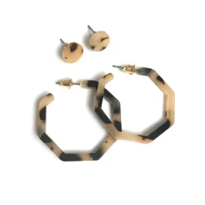 Matching Set Leopard Print Hoop Earrings and Studs - Lightweight, Resin, Everyday, Hoop Earrings, tortoiseshell, Stud Earrings,Jewellery Set