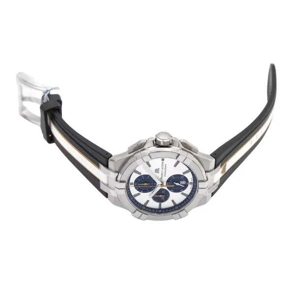 Maurice Lacroix Aikon Two-tone Silicone Strap Silver Dial Chronograph Quartz Watch for Gents - AI1018-TT030-130-K