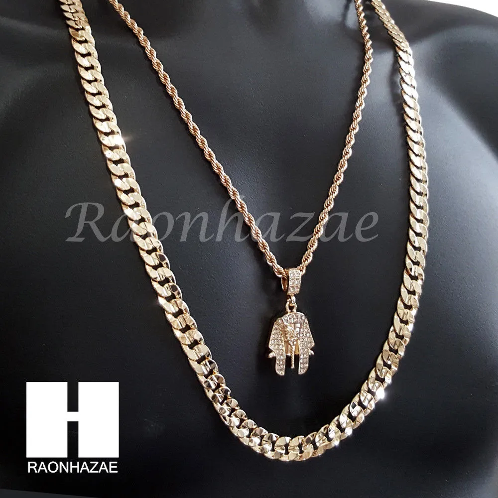 MEN KING TUT ROPE CHAIN DIAMOND CUT 30" CUBAN LINK CHAIN NECKLACE S068