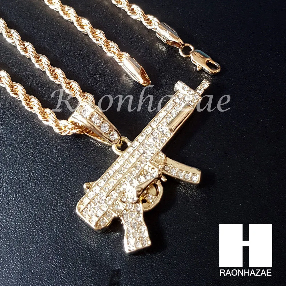 MEN MACHINE GUN CHAIN DIAMOND CUT 30" CUBAN LINK CHAIN NECKLACE S074G