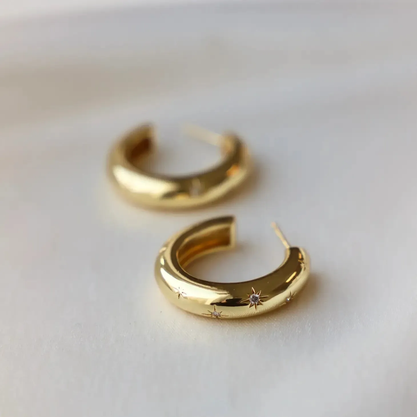 Meredith CZ Star Thick Hoops
