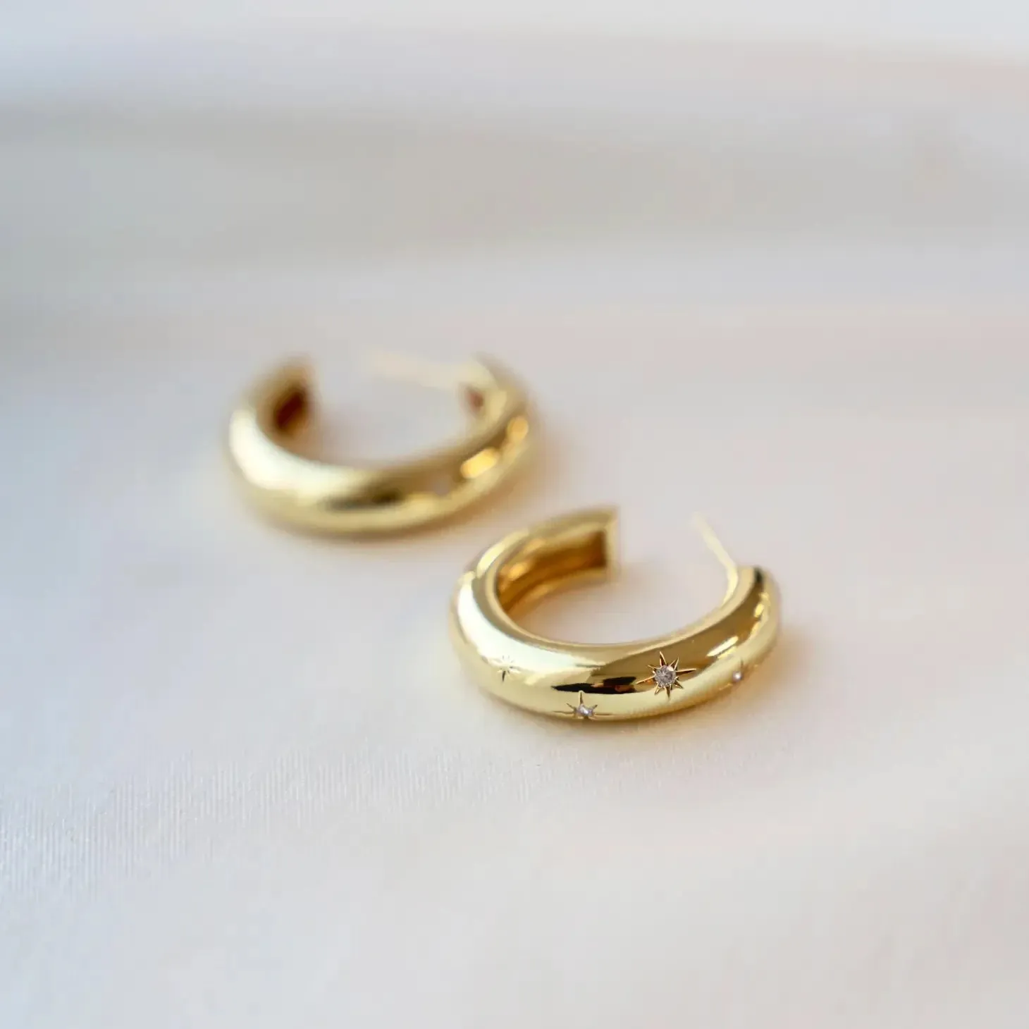 Meredith CZ Star Thick Hoops