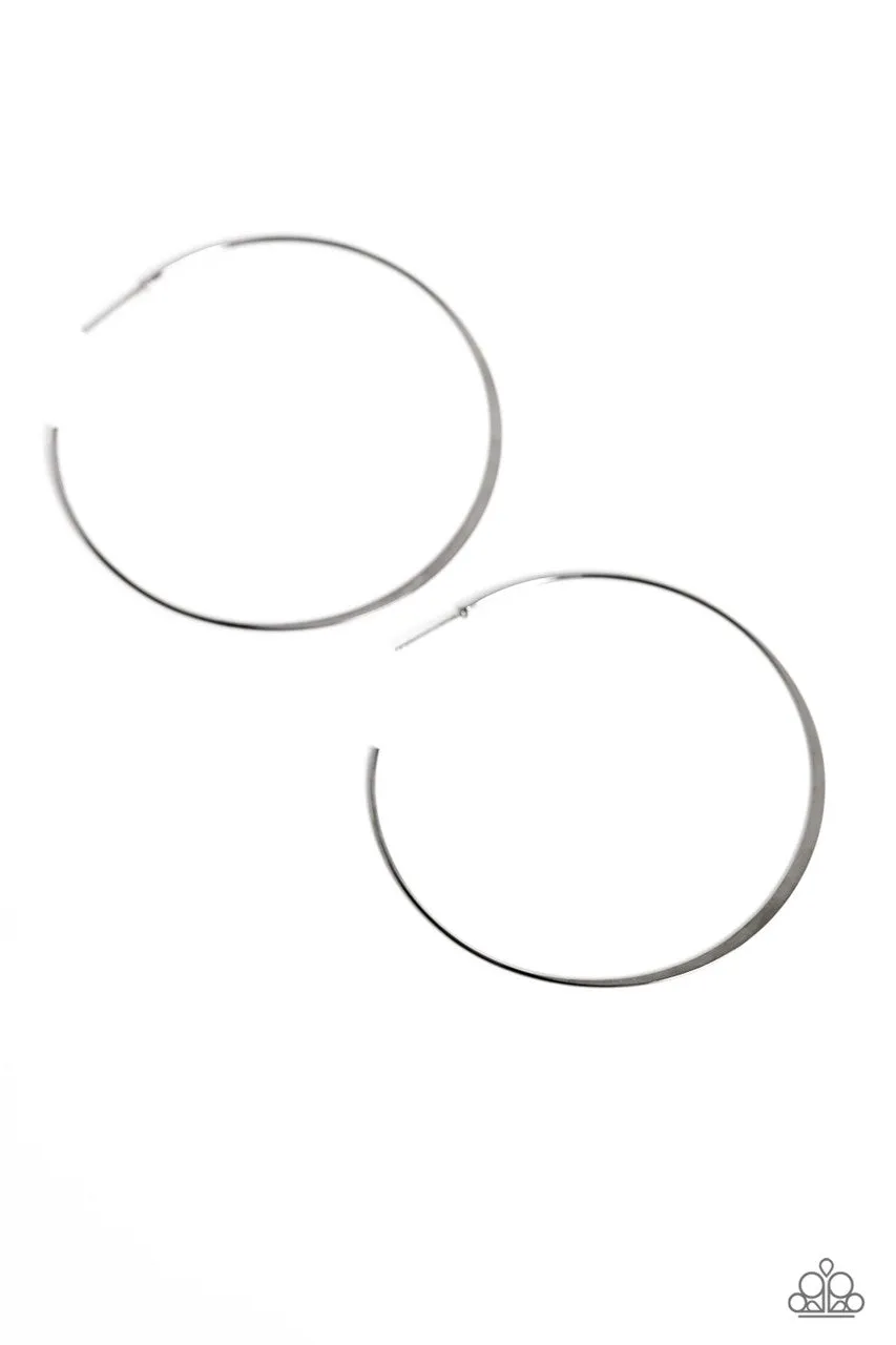 Metal Drama - Black - Thin Gunmetal Paparazzi Hoop Earrings